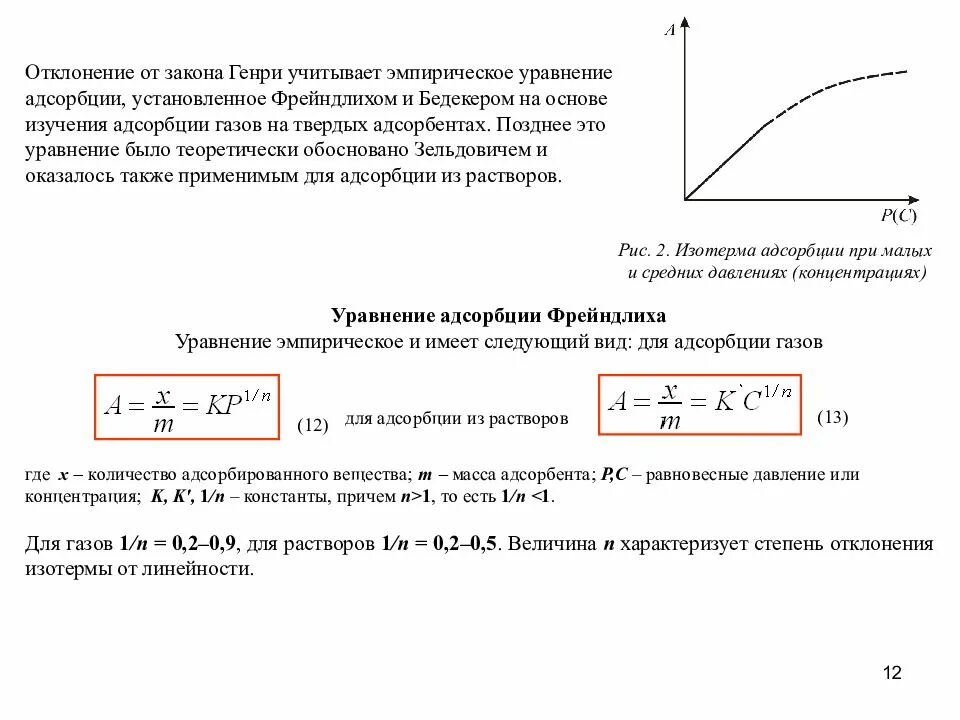 Константа равновесия адсорбции Ленгмюра. Изотерма адсорбции Фрейндлиха график. Теория Ленгмюра для адсорбции. Рассчитать адсорбцию