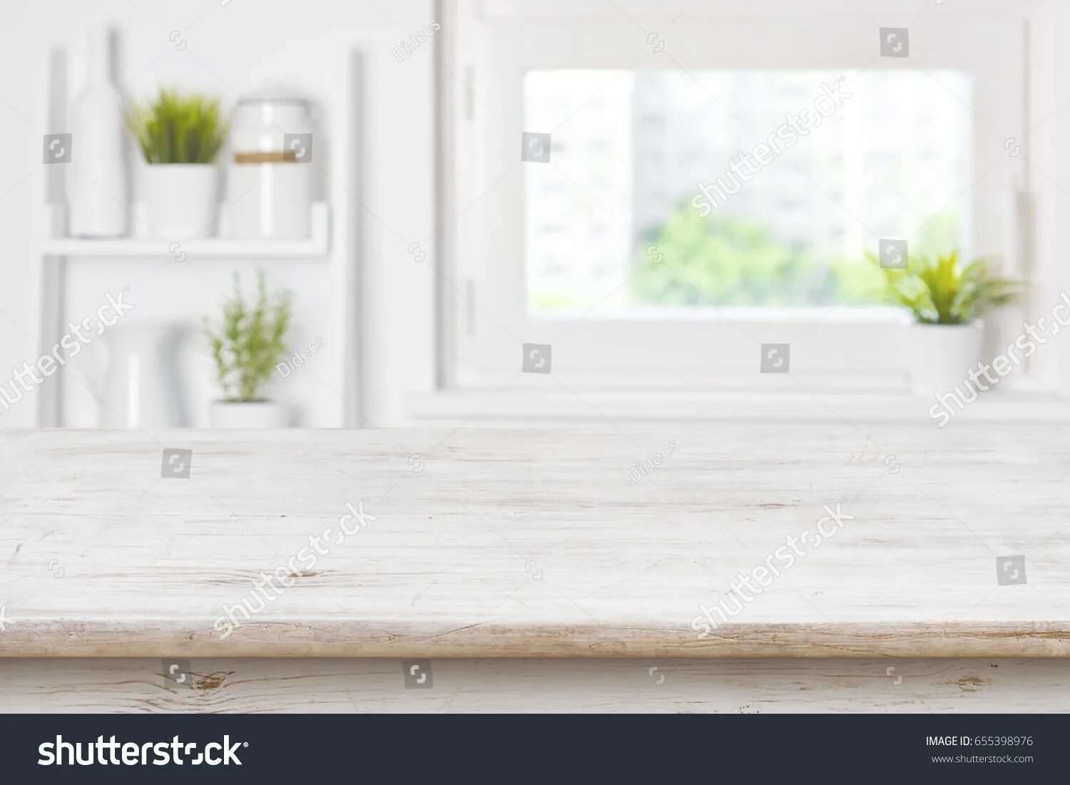 There is a table of the window
