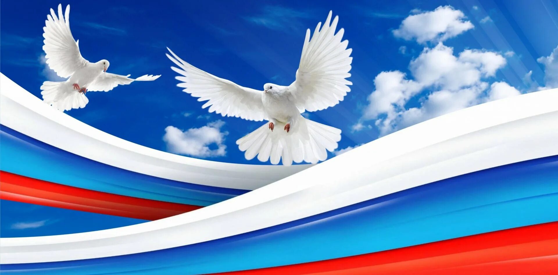 Я голосую за мир. Патриотичный фон. Голубь с флагом России. Патриотическая заставка. День России баннер.