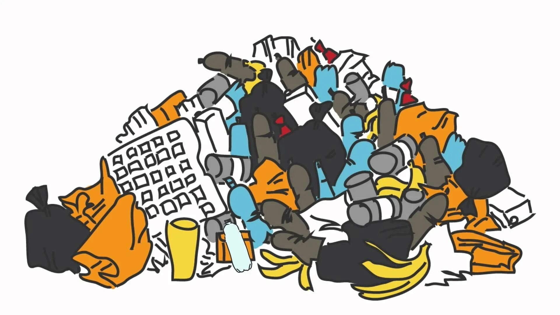 Отходы на белом фоне. Дудлы что это в рисовании. Гора денег. Мелкие рисунки. Куча мусора мультяшная.