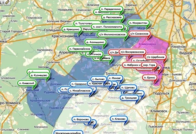 Округ ТИНАО на карте. Районы ТИНАО на карте. Карта ТИНАО С поселениями. Троицкий и Новомосковский административный округ города Москвы. Тинао москва расшифровка