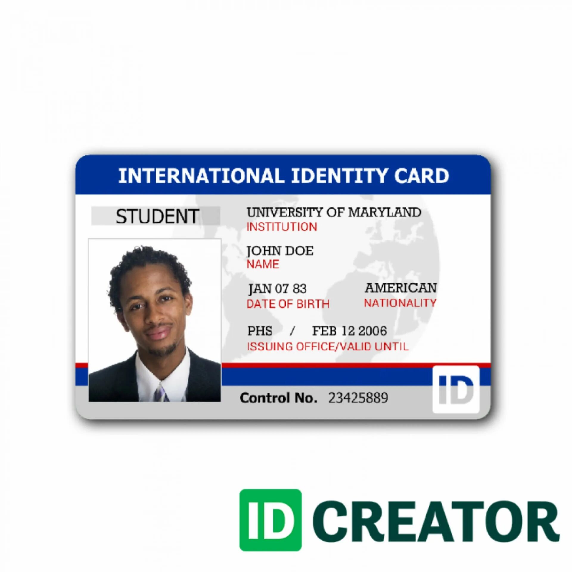 Айди карта США. ID Card. ID Card шаблон. Макет ID карточки.