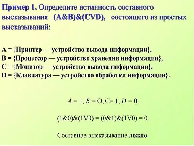 Определить истинность высказывания 0