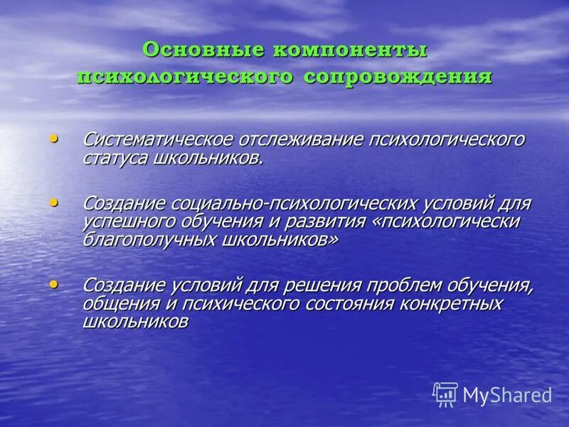 Компоненты психологического сопровождения