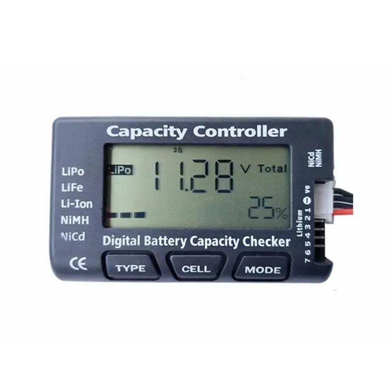 Аккумулятор с цифровым дисплеем. Цифровой тестер cellmeter 7. тестер lipo аккумуляторов. тестер для батарей липо. батарея тестер для проверки емкости lipo life li-ion nimh nicd.