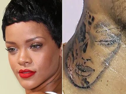 Rihanna and Chris Browns Tattoo, Chris Brown Neck Tattoo.