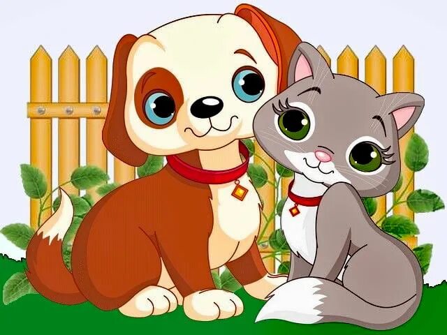 Детские кошечки собачки. Собачки и кошечки. Котенок и щенок мультяшные. Новогодние коты и собаки. Кошечки собачки персонажи.