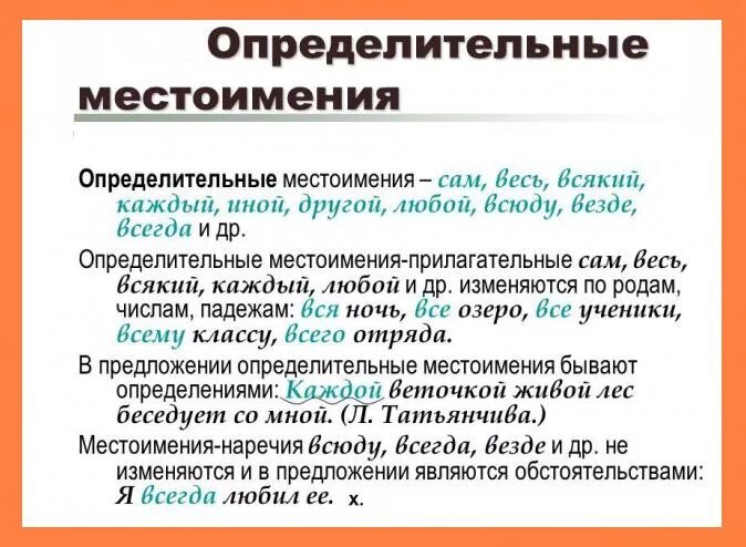 Образец предложений с местоимениями. Определительные местоимения в русском. Определительные местоименияв русском я. Опропределительные местоимения в русском языке. Определитпельные местом.