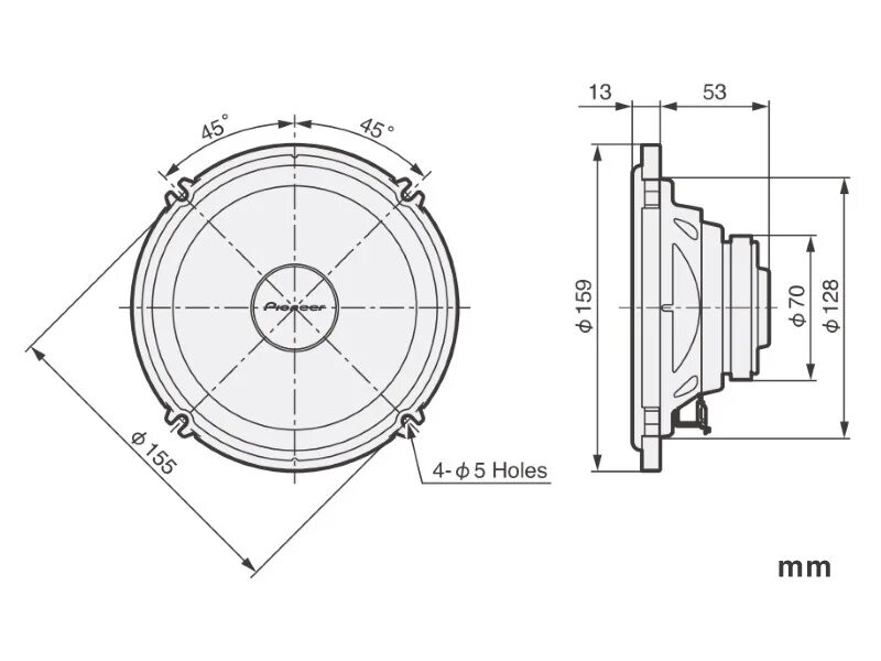 Pioneer TS-650c. Pioneer 650c. Pioneer TS-651c. Размер динамиков Пионер ТС 650с