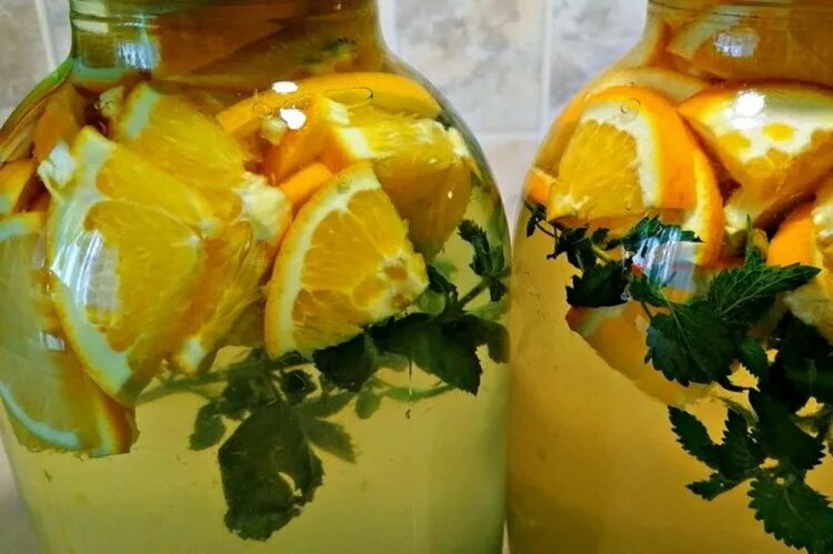 Компот Мохито на зиму с мятой и лимоном и апельсином. Компот базилик и лимон. Компот из апельсинов. Мохито из апельсинов на зиму.