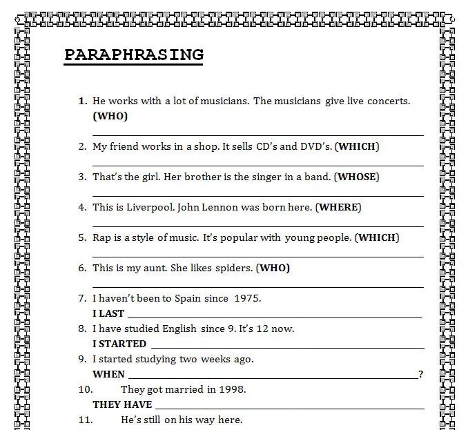 Paraphrase the given. Paraphrasing worksheets. paraphrase the sentences worksheets. relative clauses упражнения. paraphrasing exercises.