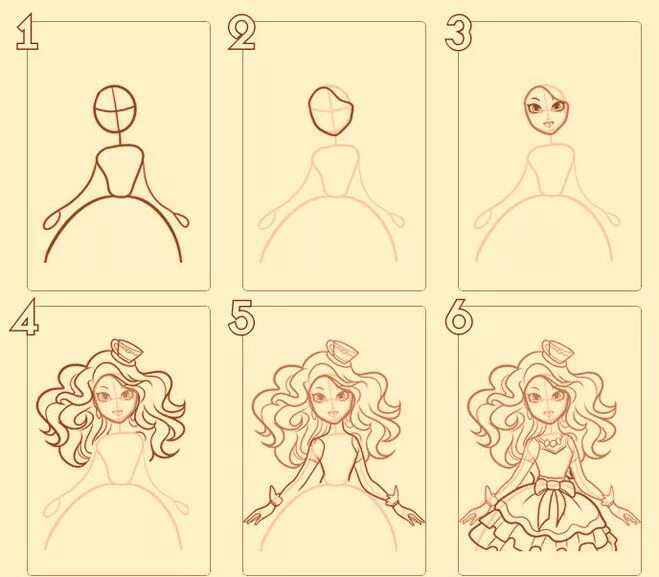 Порисовать кукол. Кукла нарисовать поэтапно для начинающих. Лёгкие рисунки куклы. Схема рисования принцессы для детей. Поэтапное рисование человека для детей.