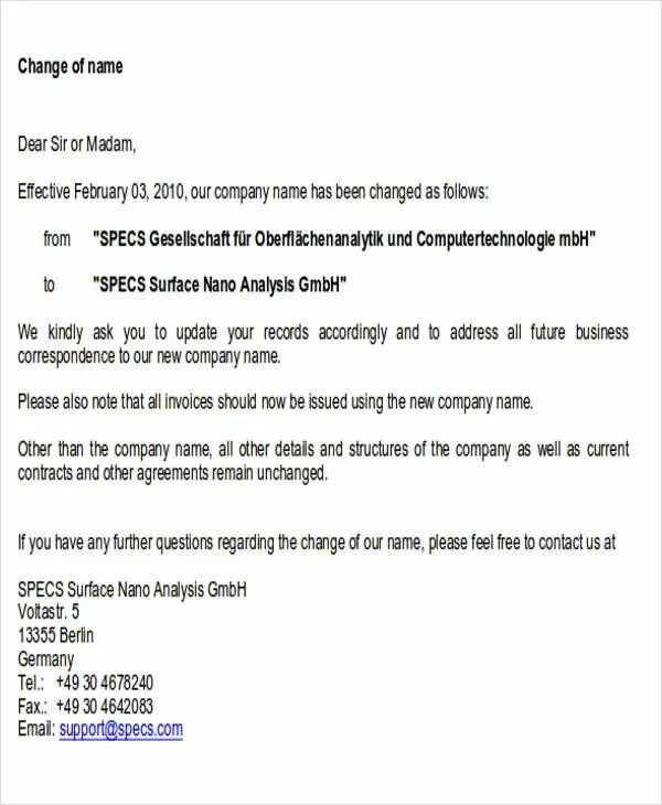 The address has been changed. Company name change. company address. notification of changes in bank details. notification of change of bank details.