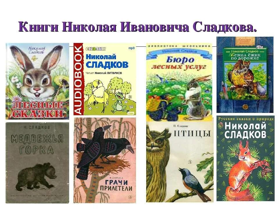 Произведения николая н н. Произведение Николая Сладкова. Книги Николая Ивановича Сладкова.. Н Сладков произведения для детей.