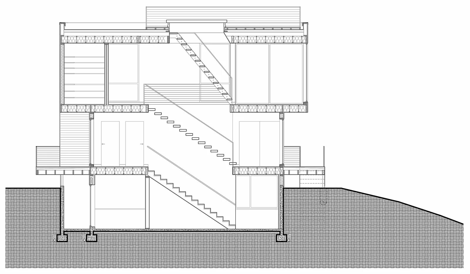 Section two. The Plan of Staircase. Stair Section. Staircase in Plan. Фасад парапет дизайн.