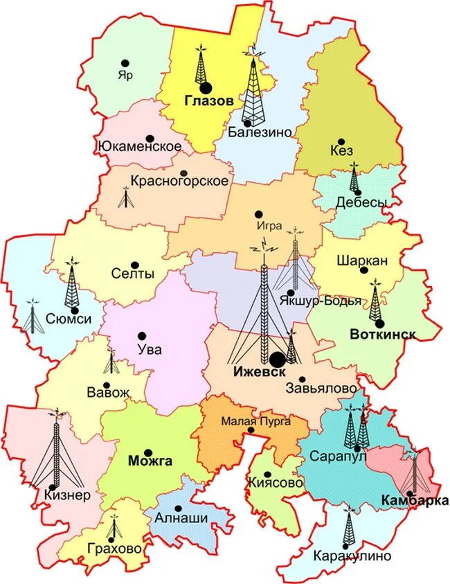 Карта Удмуртии с районами. Карта Удмуртской Республики с городами. Карта Республики Удмуртия с районами. Карта Удмуртии подробная по районам.