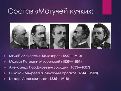 Могучая кучка композиторов музыка