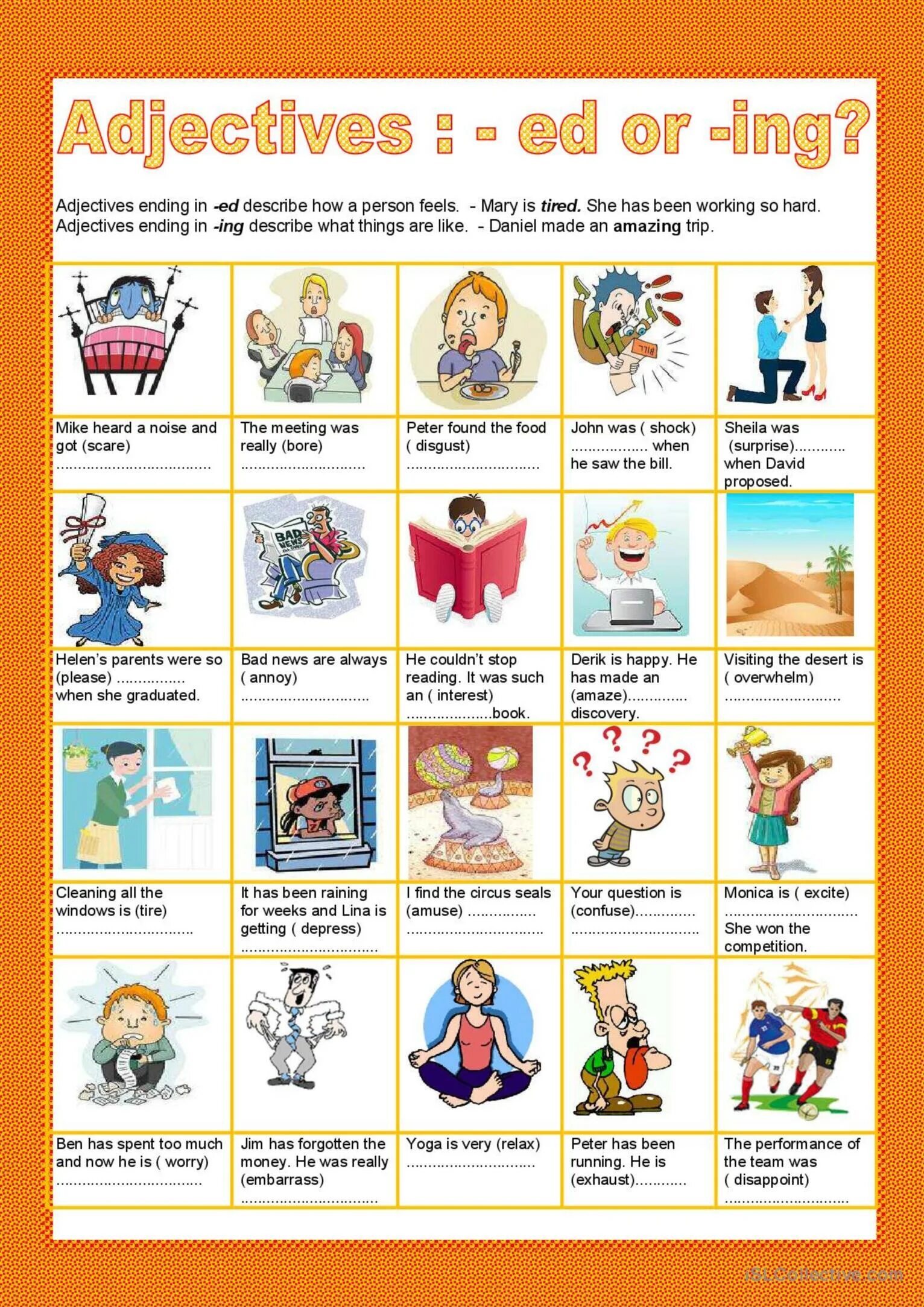 Ed ing exercises. Прилагательные ed ing worksheets. прилагательные ed ing упражнения. ed ing adjectives правило упражнения. adjectives ending in -ed or -ing правило.