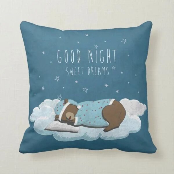 Подушка Sweet Dreams. Доброй ночи с подушкой. Спокойной ночи подушка. Good Night подушка.