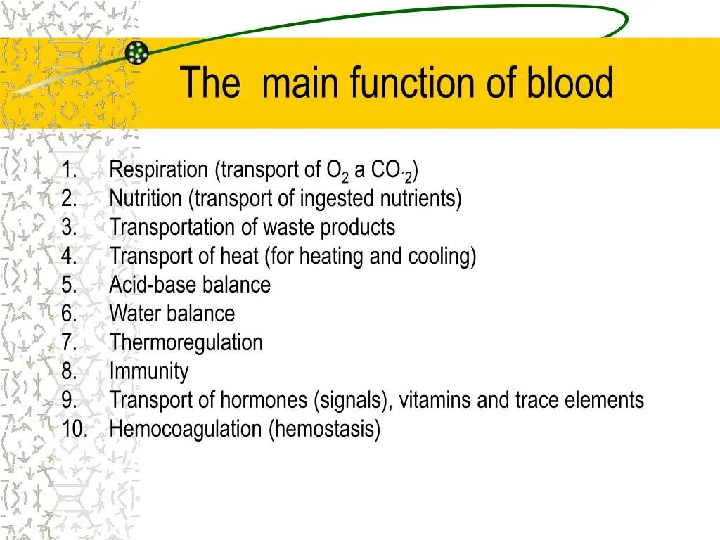 Functions of Blood. Transport function of Blood. What are the main elements of Blood?. Functions of nutrients.