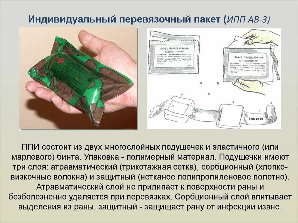 Индивидуальный перевязочный пакет что входит