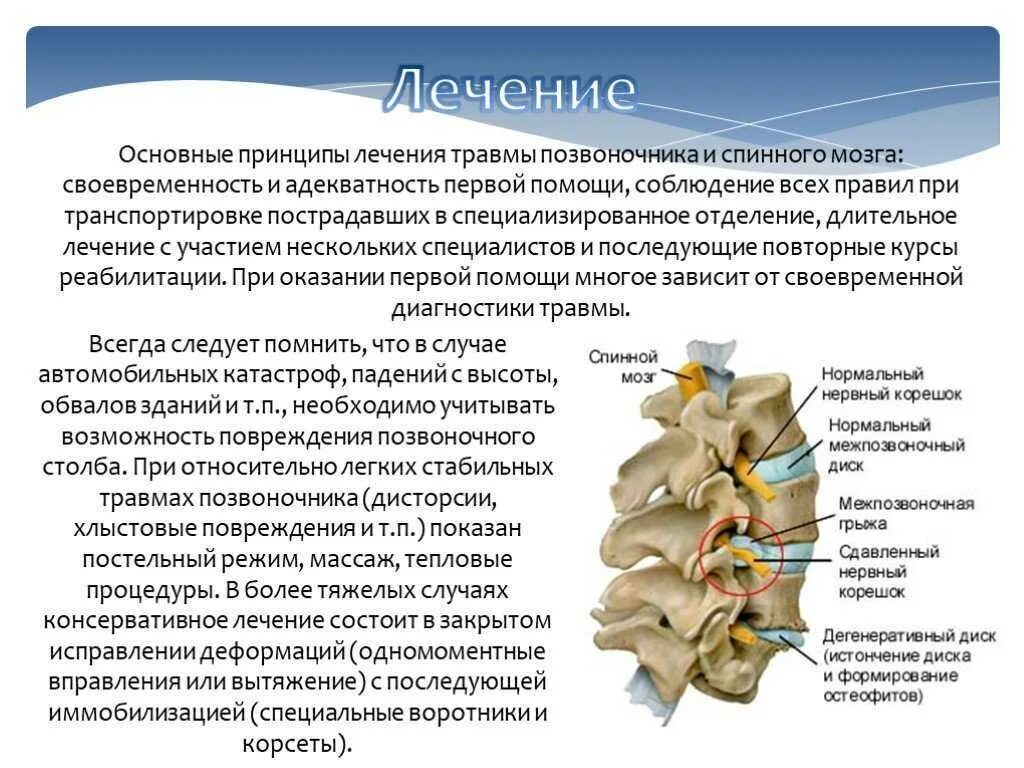 Сотрясение спинного. Принципы лечения повреждений позвоночника. Принципы лечения осложненных повреждений позвоночника. Переломы позвонков осложненные повреждением спинного мозга. Травма позвоночника с повреждением спинного мозга.