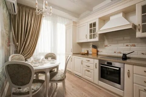 Бежевые классическая кухня