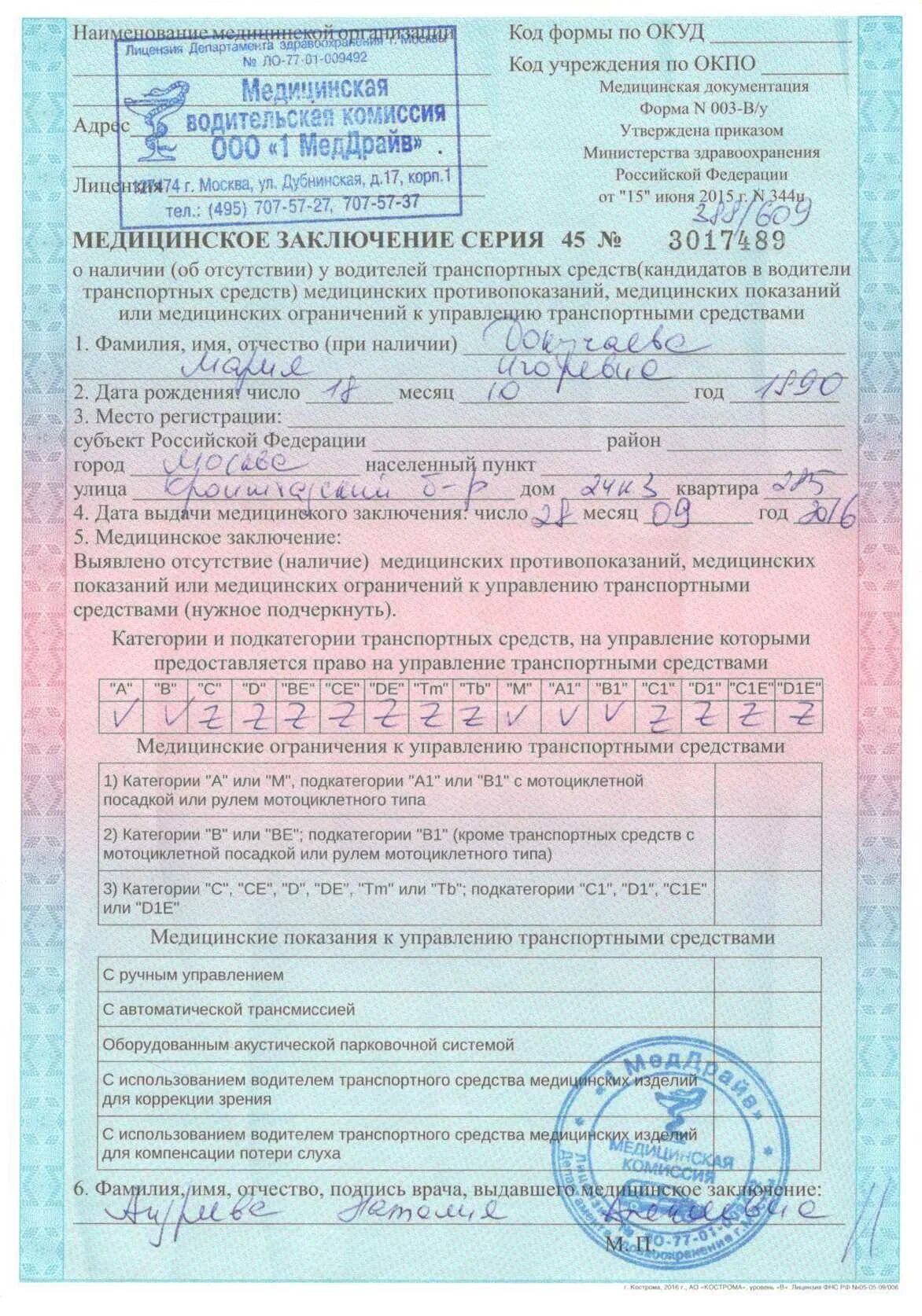 Допущенные к управлению автомобилем