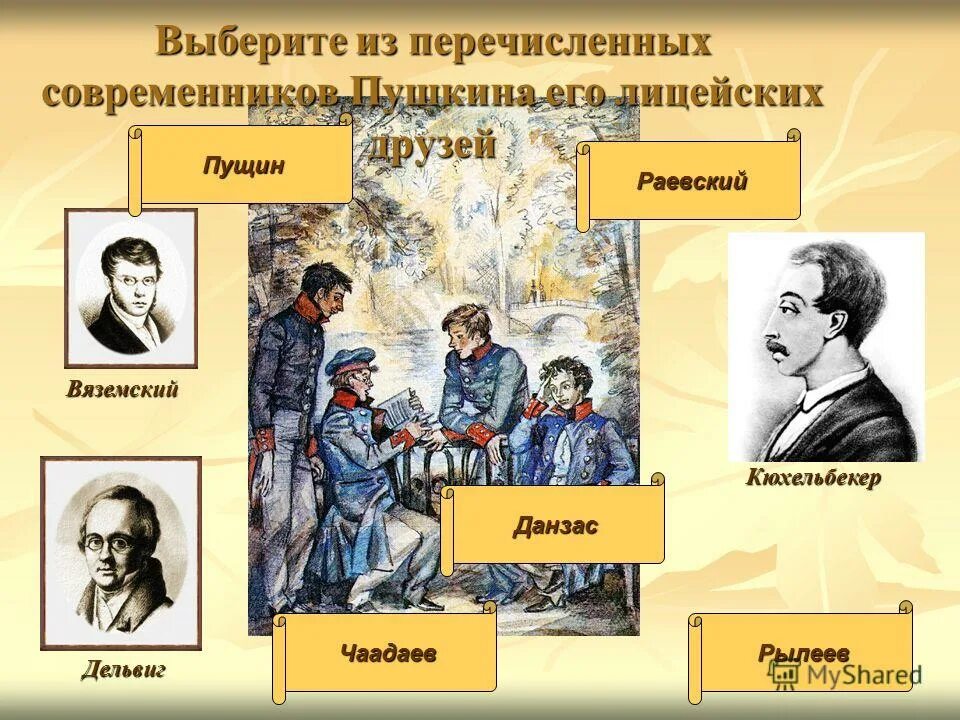 Произведения современников пушкина. Лицеисты современники пушкина. современники пушкина и его лицейские друзья. выбери из перечисленных современников пушкина его лицейских друзей. поэты современники пушкина.