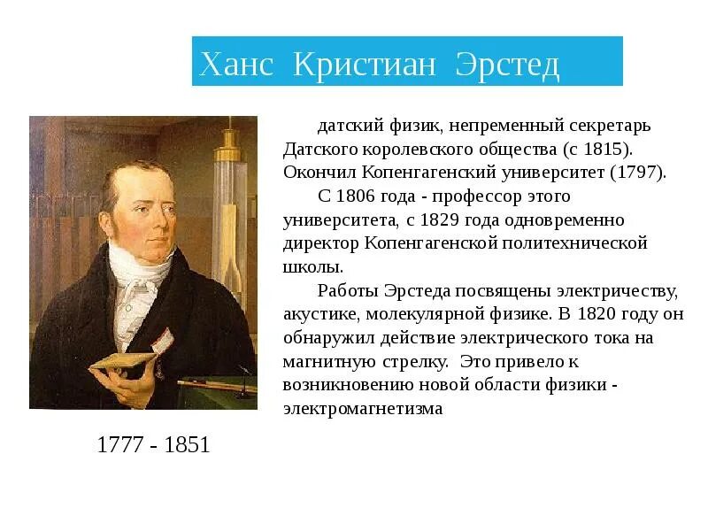 Эрстед что открыл в физике. Ханс кристиан эрстед. ханс эрстед физик. ханс кристиан эрстед электромагнит в 1824 году.