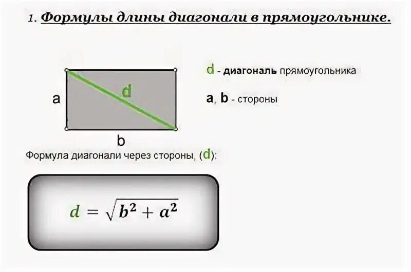 Чему равна диагональ в прямоугольном треугольнике. Как вычислить длину диагонали. Как вычислить диагональ прямоугольника. Формула расчета диагонали прямоугольника. Вычислить длину диагонали прямоугольника.