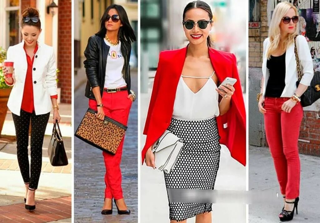 сочетание красного и черного в одежде