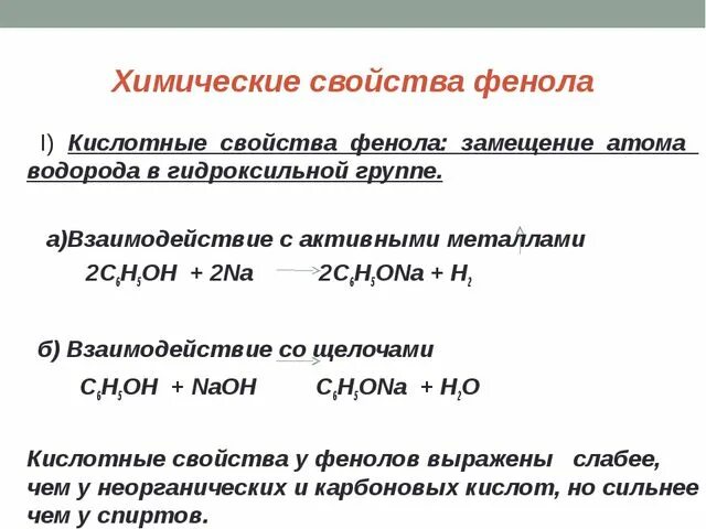 Кислотные свойства фенола. Кислотные свойства феношк. Химические свойства фенола кислотные свойства. Химические свойства фенола. Фенол сильная кислота