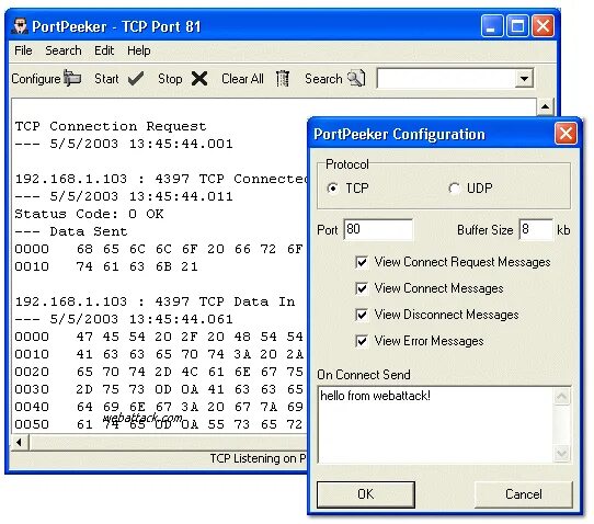Проверить tcp порт. Опен порт 2.0. portpeeker.
