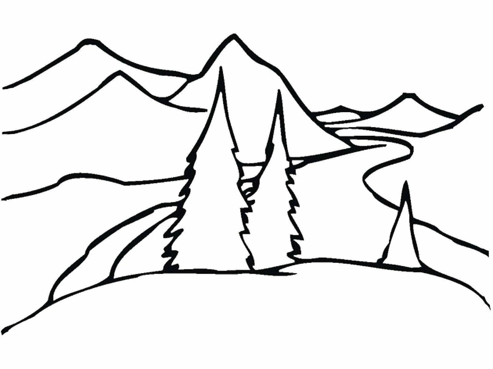 Легкие горы тема. Горы раскраска для детей. Контуры пейзажей для рисования. Зимний пейзаж раскраска. Раскраска природа горы.