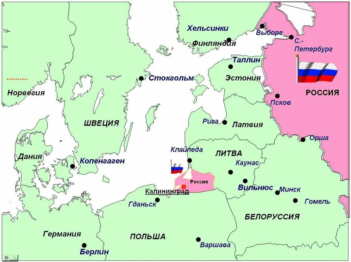 Какие страны граничат только с калининградской