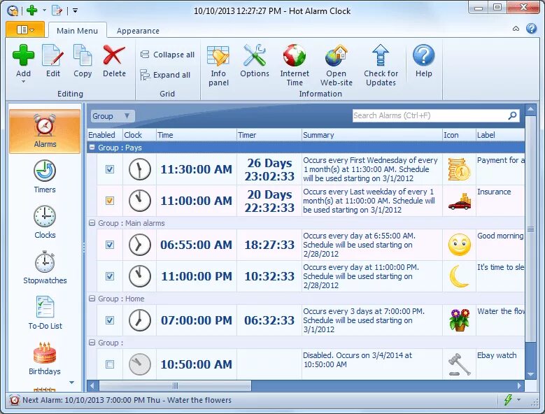 Window alarm clock. Hot alarm clock 5. clock portable program.