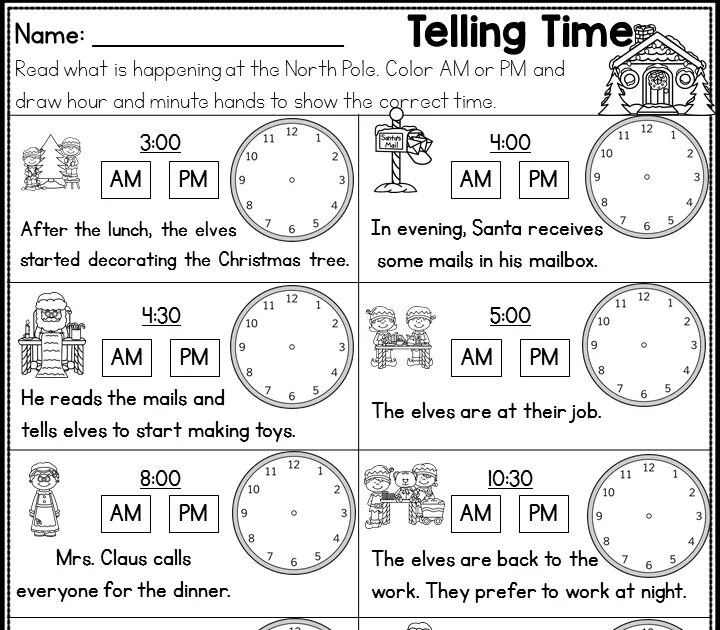 Telling the time worksheet