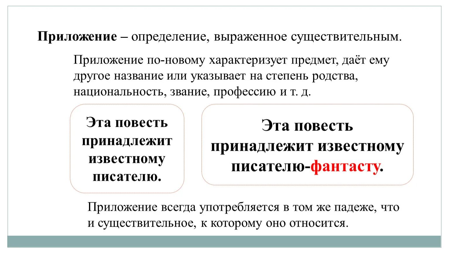 Как отличить приложение. Приложение определение. Определение выраженное приложением. Определение выраженное существительным. Приложения выраженные существительным.