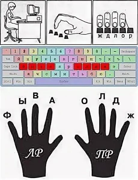 Пальцевый метод печати. Слепой десятипальцевый метод печати. Расположение пальцев на клавиатуре. Клавиатура для печати вслепую. Раскладка клавиатуры для печати вслепую.