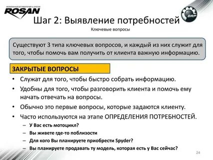 Вопросы для выявления потребностей