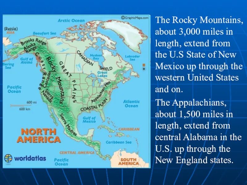 3 000 miles. Аппалачи на карте Северной Америки. Скалистые горы на карте Северной Америки. Горы Аппалачи на карте. Аляскинский хребет на карте Северной Америки.