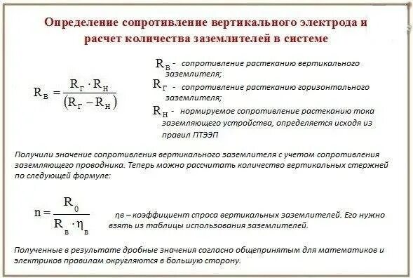 Сопротивление одиночного заземлителя. Формула расчета сопротивления контура заземления. расчет контура заземления формула расчета. расчет контура заземления формулы. расчет сопротивления горизонтального заземлителя формула.