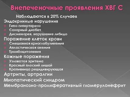 Внепеченочные признаки хронического гепатита тест