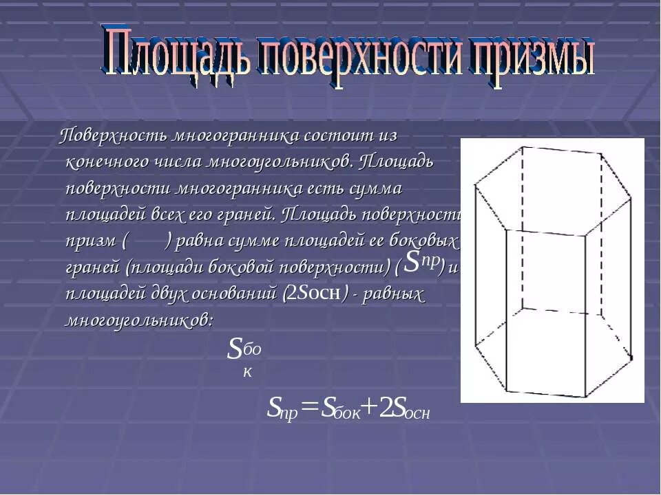 S полное призмы