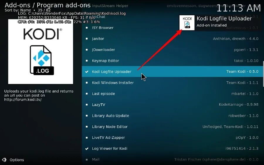 Check error log
