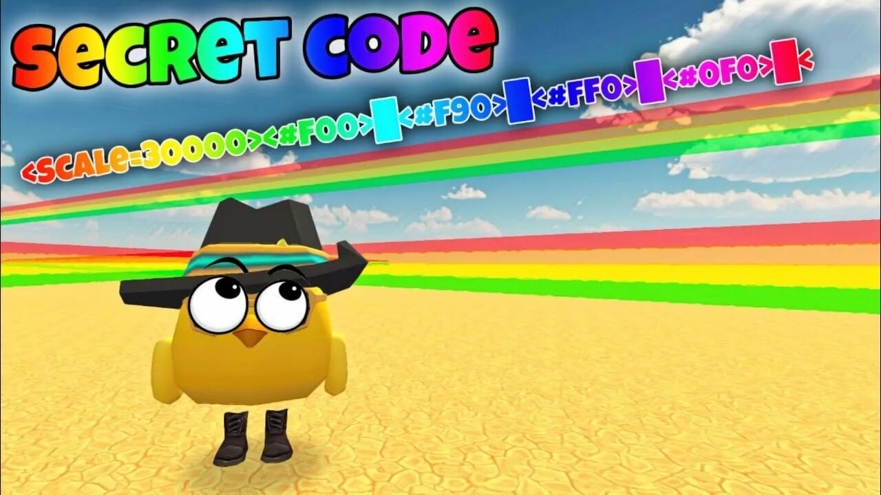 Rainbow code. Радужные друзья чикен ган. secret hat in chicken gun. chick rainbow friends.