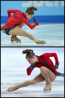 Yulia Lipnitskaya of Russia with a cute red "coat" look. 