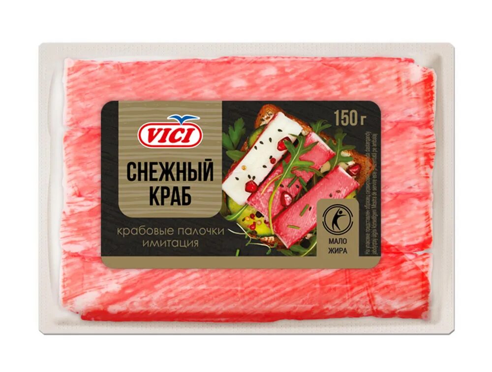 Крабовые палочки снежного краба Vici, 150 г. Vici снежный краб. Снежный краб палочки Vici. Vici палочки крабовые с мясом натурального краба.