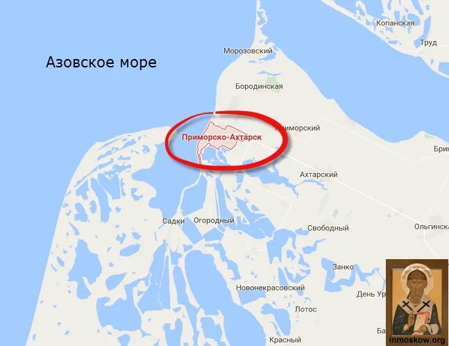 Приморско ахтарске на карте краснодарского